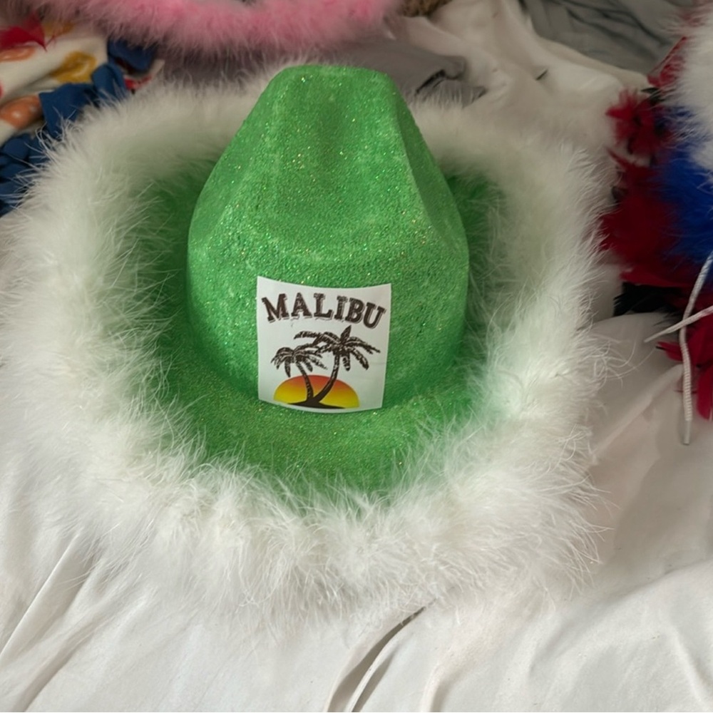 Green Malibu Glittery Cowboy Hat